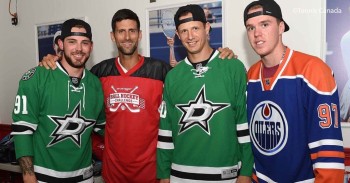 Novak Djokovic défie Conor McDavid, Tyler Seguin et Jason Spezza au hockey