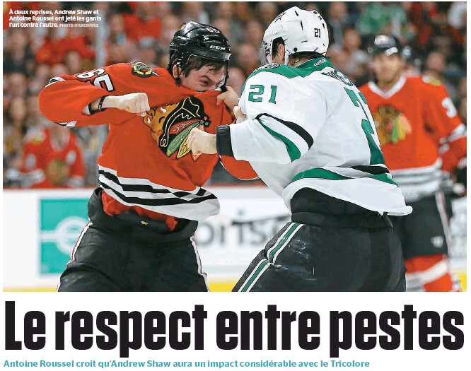 Antoine Roussel et Andrew Shaw : le respect entre pestes