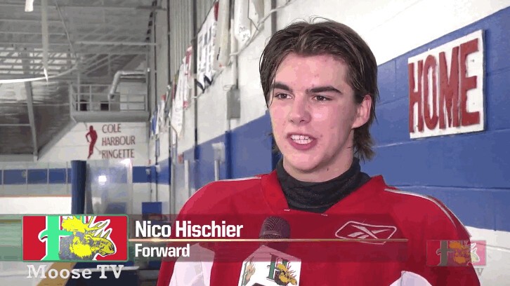 Interview de Nico Hischier après son premier entraînement avec les Mooseheads d'Halifax