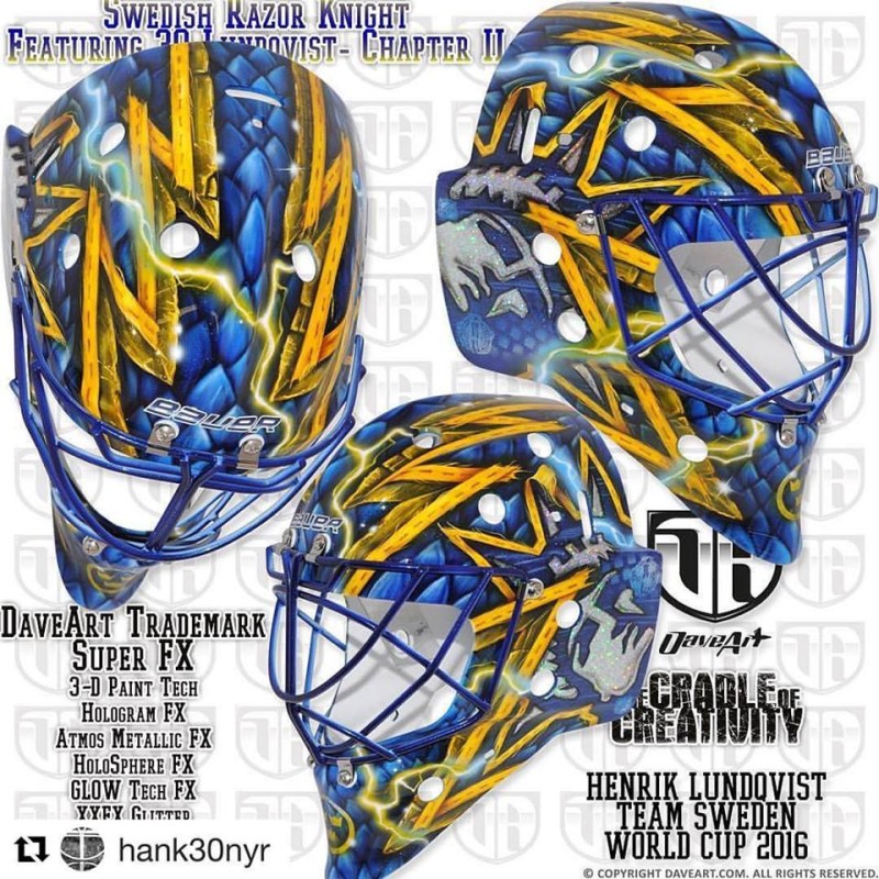 Le masque d'Henrik Lundqvist pour la Coupe du Monde