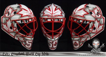 Les masque de Semyon Varlamov et Corey Crawford pour la Coupe du Monde
