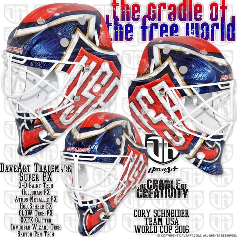 Le masque de Cory Schneider pour la Coupe du Monde