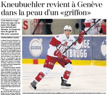 Kneubuehler revient à Genève dans la peau d’un «griffon»