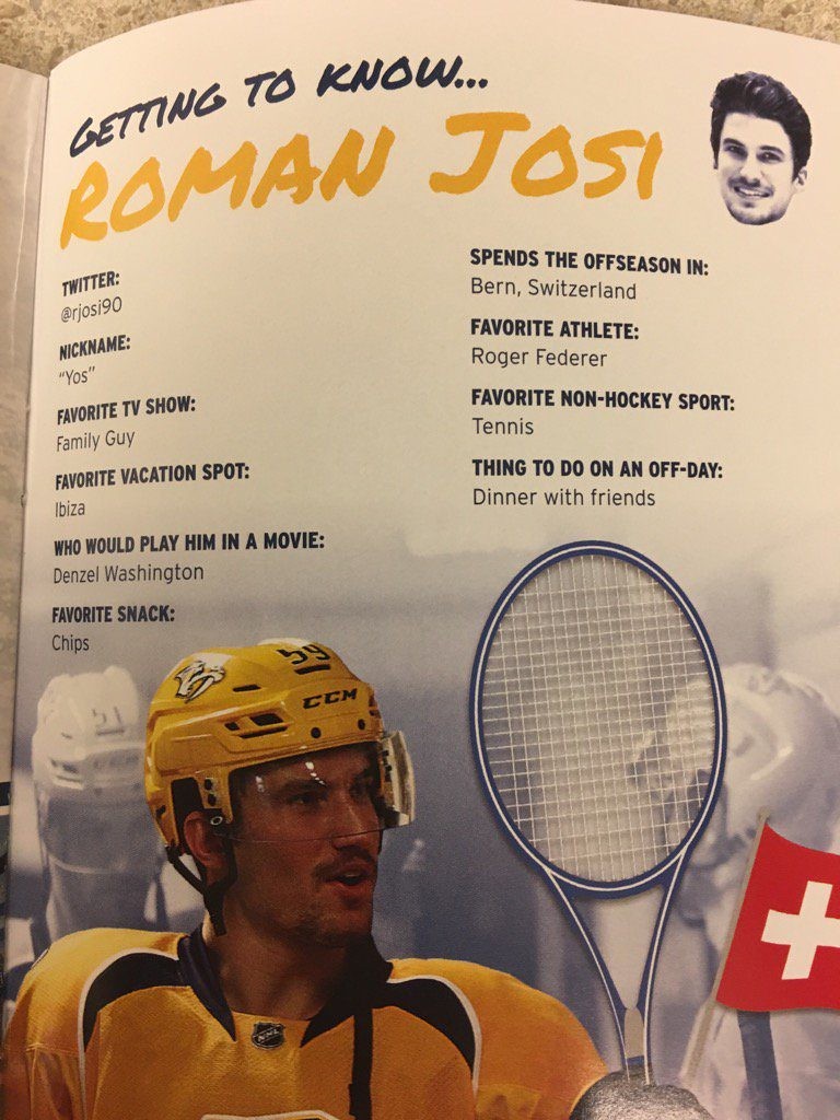 Les préférences de Roman Josi