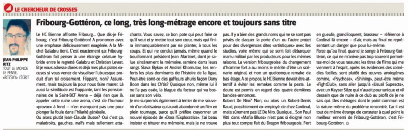 Fribourg-Gottéron, ce long, très long-métrage encore et toujours sans titre