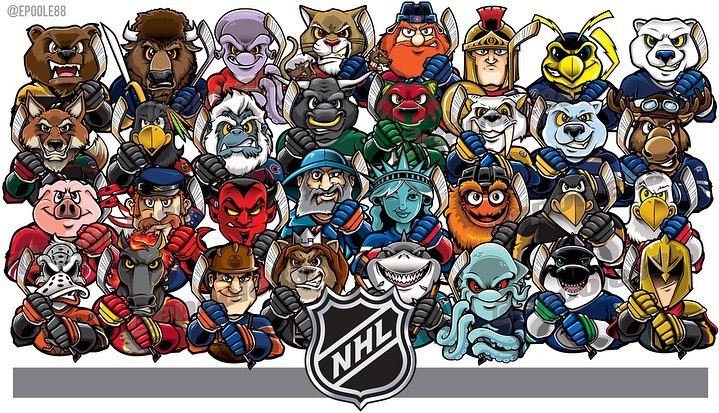 De bien jolies mini mascottes de chacun des clubs de NHL