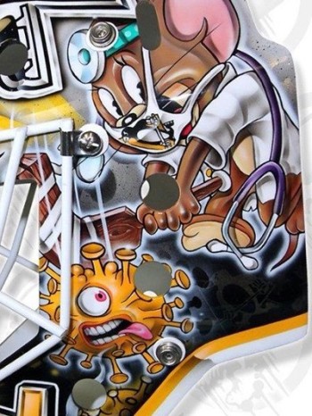 Tom & Jerry s'en prennent au covid-19 sur le masque de Tristan Jarry