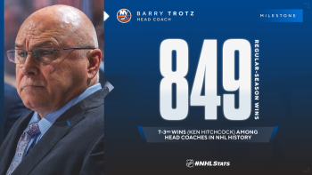 Barry Trotz  grimpe au troisième rang des coaches les plus victorieux de NHL