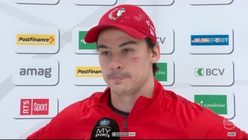 Interview d'après-match de Charles Hudon, Killian Mottet, Simon Le Coultre, Romain Loeffel et Tristan Scherwey