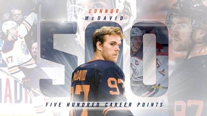 Connor McDavid est devenu le 8e joueur le plus rapide à récolter son 500e point en NHL
