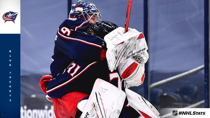 Elvis Merzlikins est l'un des gardiens avec le plus de blanchissage depuis la date de ses débuts en NHL