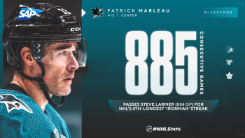 Un 885e match consécutif joué par Patrick Marleau