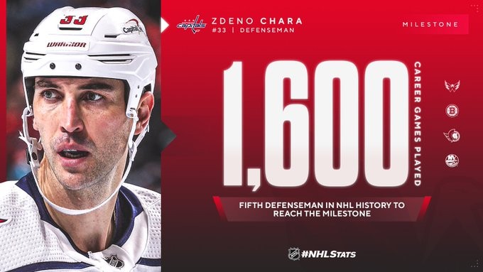 Zdeno Chara rejoint cinq autres défenseurs avec 1'600 matchs ou plus