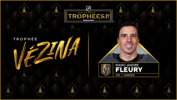 Le Vezina dans les mains de Marc-Andre Fleury