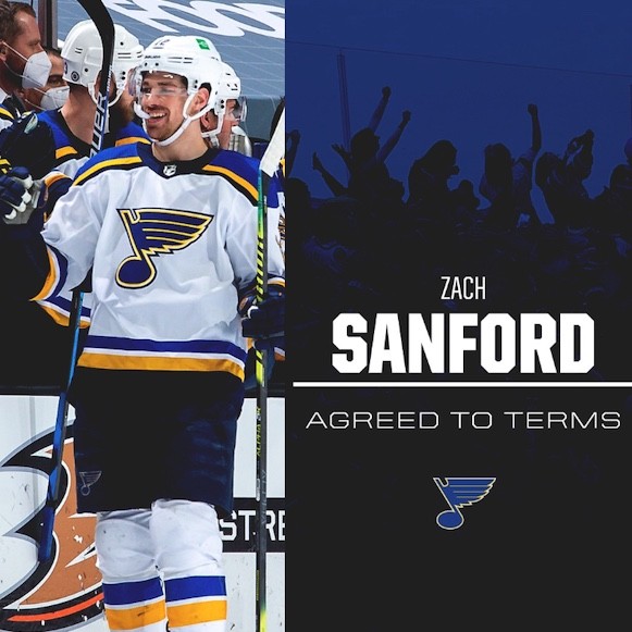 Zach Sanford et les Blues s'entendent sur un nouveau contrat