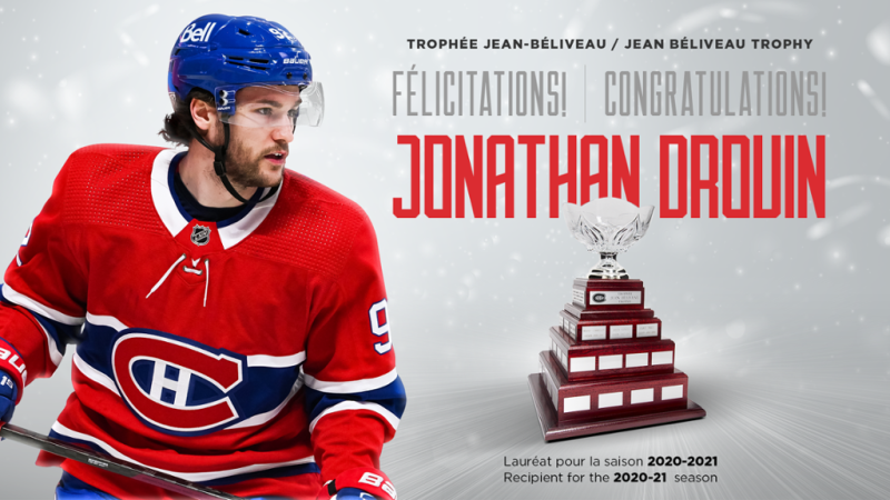 Jonathan Drouin est le lauréat du trophée Jean-Béliveau