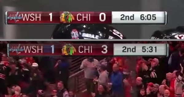 A voir : les Blackhawks marquent trois buts en 34 secondes