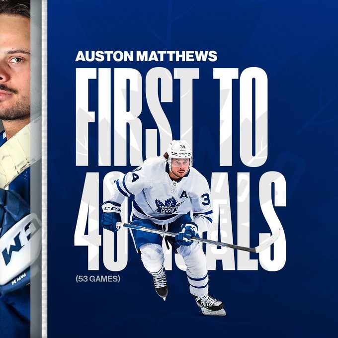 Une quatrième saison de 40 buts pour Auston Matthews, une sixième avec 60 points pour Mitch Marner