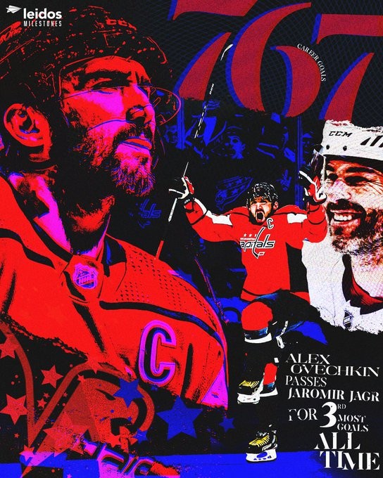 Alex Ovechkin au troisième rang des meilleurs marqueurs de l'histoire de la NHL