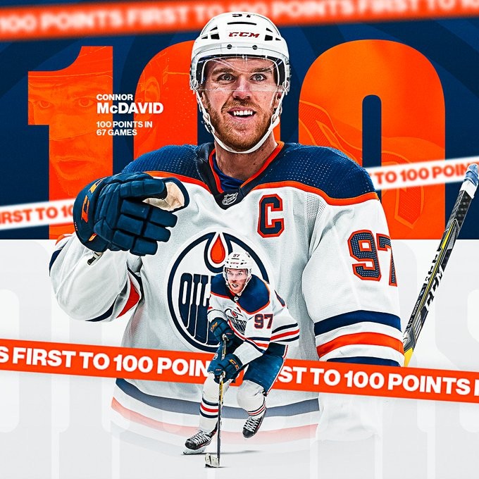 Une 5ème saison avec au moins 100 points pour Connor McDavid