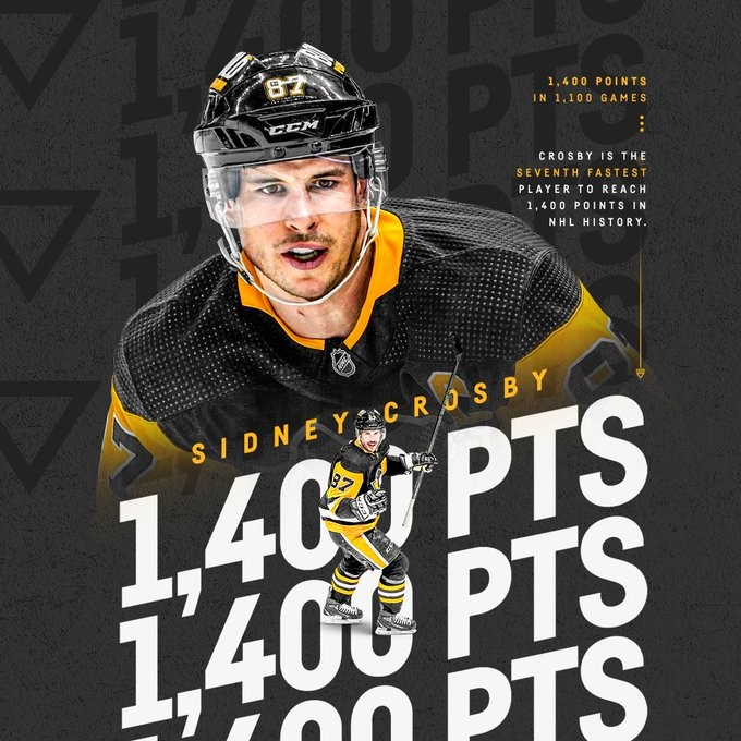 Sidney Crosby a inscrit son 1'400e point en carrière