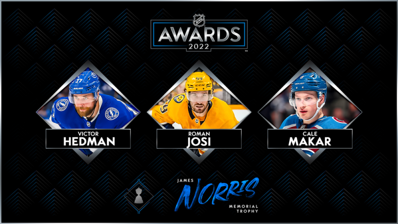 Josi, Hedman et Makar sont les finalistes pour le trophée Norris