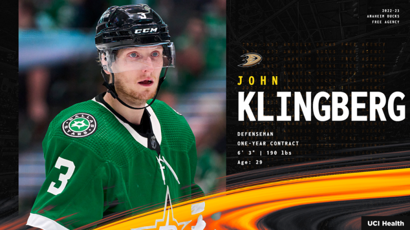 John Klingberg passe à Anaheim