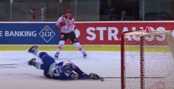 Schöner Stopp eines Spielers in der Champions Hockey League