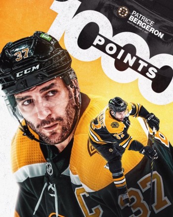 Patrice Bergeron dignement fêté pour son 1'000e point dans la LNH