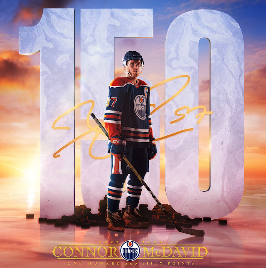 Connor McDavid atteint la marque des 150 points cette saison, 6e joueur de l'histoire à signer cet exploit