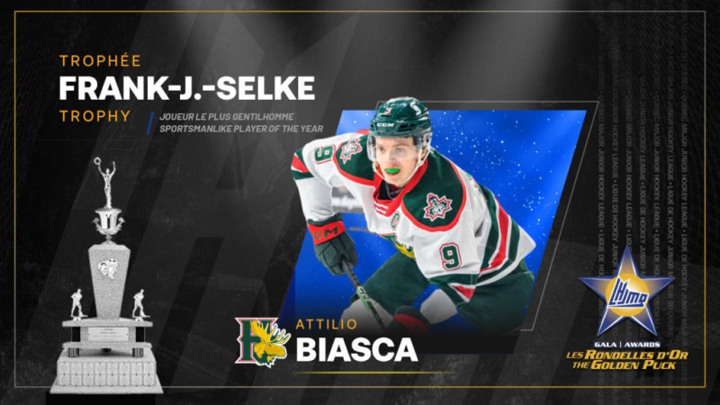 Attilio Biasca récompensé par la Ligue de hockey junior majeur du Québec