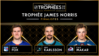 Fox, Karlsson et Makar sont finalistes pour le trophée Norris