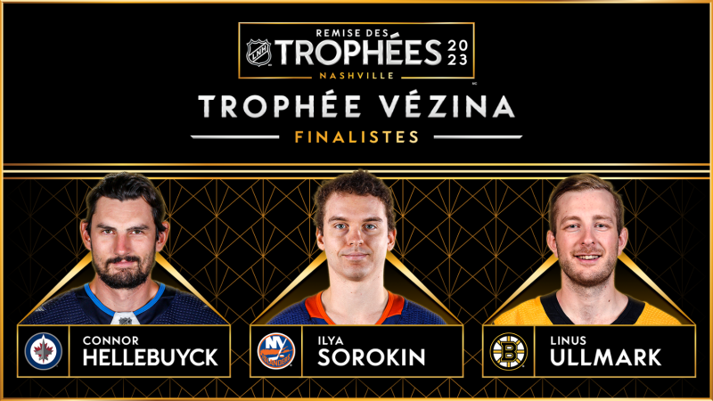 Hellebuyck, Sorokin et Ullmark sont finalistes pour le trophée Vézina