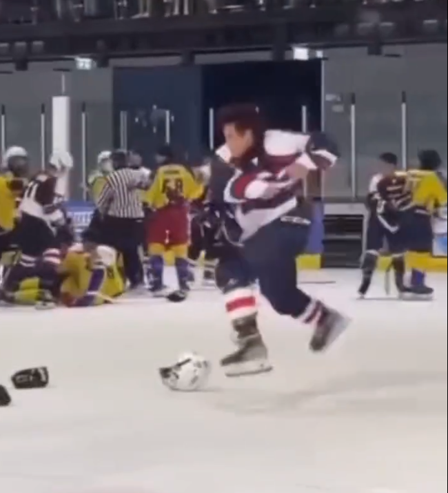Une bagarre générale et un joueur qui se bat... avec lui même