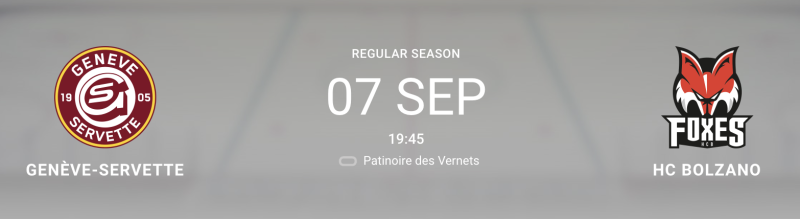 Formation des équipes pour le match Genève vs Bolzano