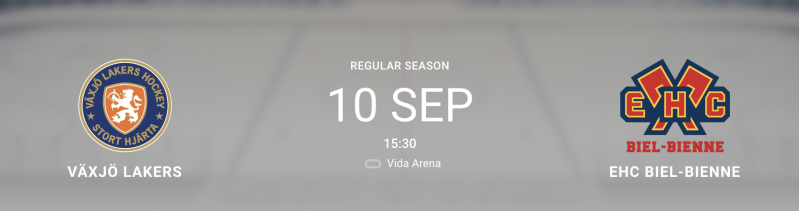 Formation des équipes pour le match Växjö vs Bienne