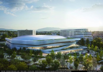 Un aperçu du projet retenu pour la future patinoire du Trèfle-Blanc de Genève