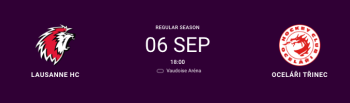 Formation des équipes pour le match Lausanne vs Trinec