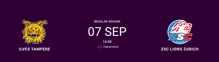 CHL : formation des équipes pour le match Tampere vs Zurich