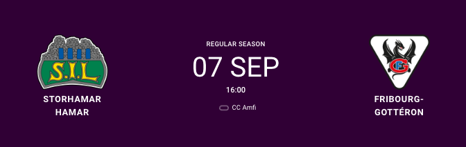 CHL : formation des équipes pour le match Storhamar vs Fribourg