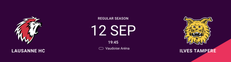 CHL : formation des équipes pour le match Lausanne vs Tampere