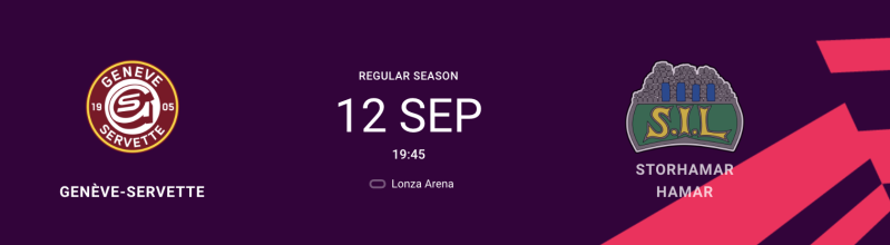 CHL : formation des équipes pour le match Genève vs Storhamar