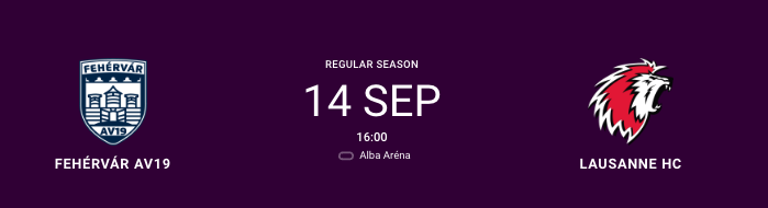 CHL : formation des équipes pour le match Fehérvár vs Lausanne