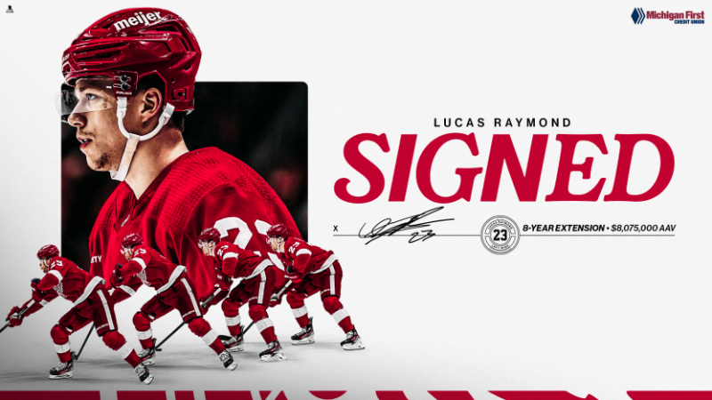Les Red Wings signent un contrat de huit ans avec Lucas Raymond