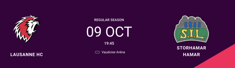 Formation des équipes pour le match Lausanne vs Storhamar