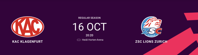 CHL : formation des équipes pour le match Klagenfurt vs Zurich