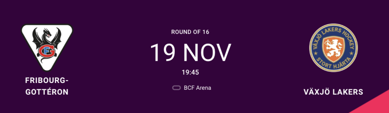 Formation des équipes pour le match Fribourg vs Växjo