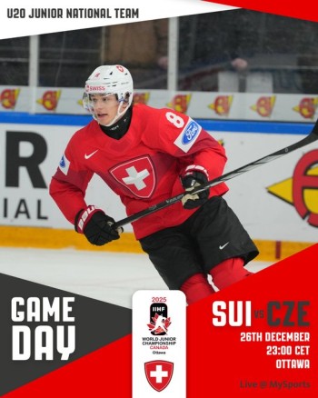 Mondiaux U20 : formation des équipes pour le match Suisse vs Tchéquie