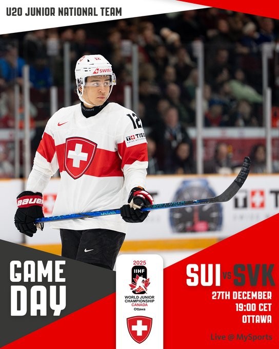 Mondiaux U20 : formation des équipes pour le match Suisse vs Slovaquie