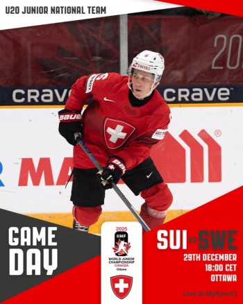 Mondiaux U20 : formation des équipes pour le match Suisse vs Suède